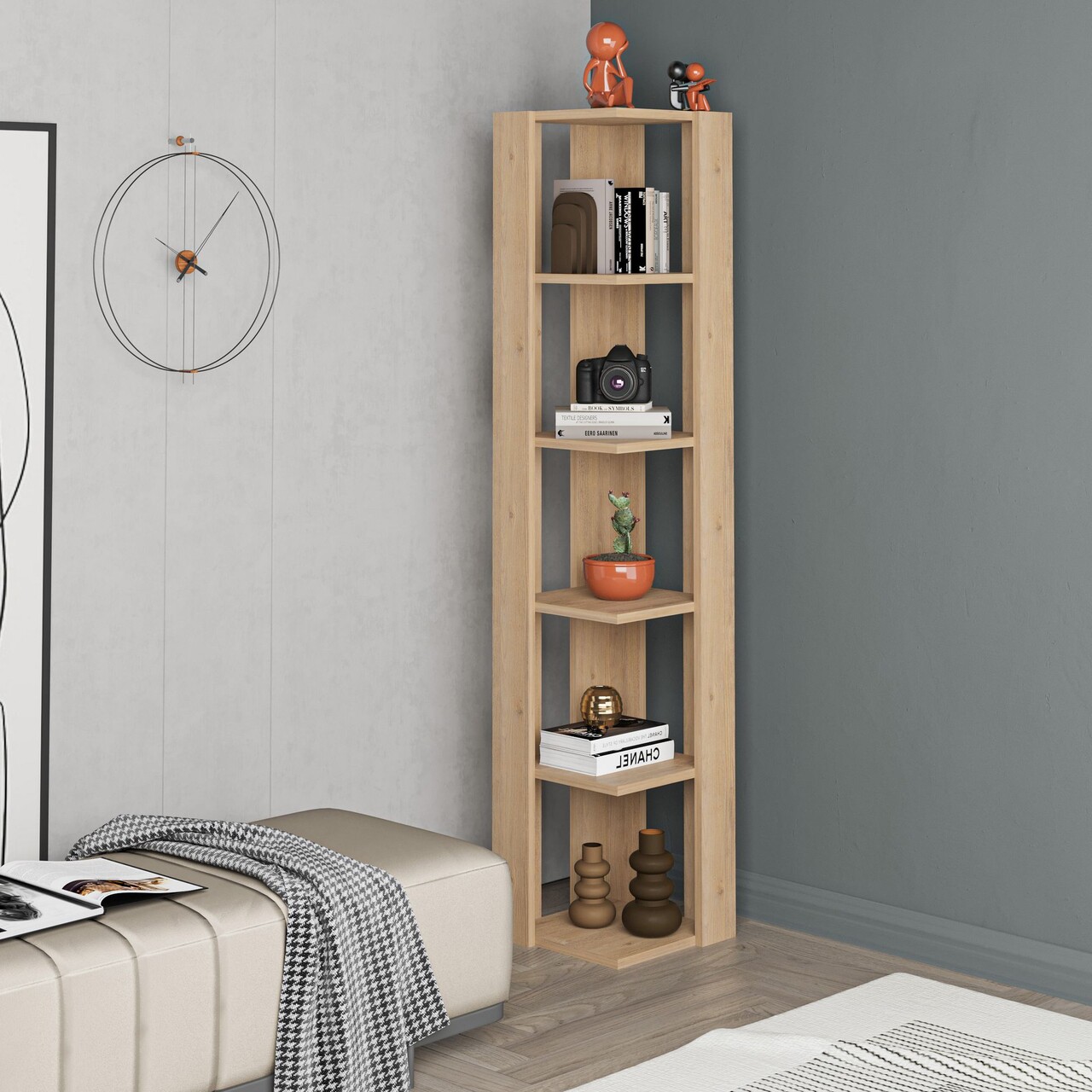Corp biblioteca, Hanah Home, Nati Corner, 31.8x160.8x31.8 cm, Maro - imagine 6